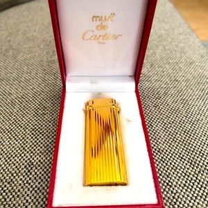 Art Deco Cartier Lighter Gold-Plated with 0.07 Carat Diamond